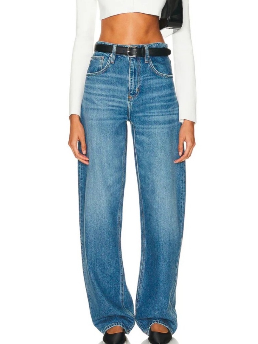 Frame Extra Long Barrel Jeans in Caramia medium wash high rise women’s 32